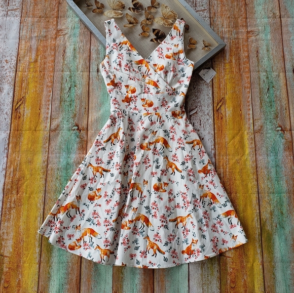Modcloth Dresses & Skirts - NWT Ixia Fox Print Fit and Flare Rockabilly Dress